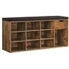 Image de VASAGLE Custos Collection - Banc à Chaussures, avec Tiroir, Compartiments, Étagère à Chaussures, Couloir, Entrée, Chambre, 104 x 30,5 x 48 cm, Marron Rustique et Noyer LHS024KD01