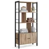 Image de VASAGLE Étagère, Bibliothèque à 4 Niveaux, Meuble de Rangement, Placad, avec Portes, Grand, Cadre en Acier, pour Salon, Bureau, Chambre, Style Industriel, Marron Camel et Noir d'encre LBC022B50