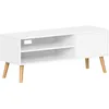 Image de VASAGLE Meuble TV, Support Télé, pour Télévision jusqu'à 55 Pouces, Longueur 120 cm, Rangement Consoles de Jeux, Style Rustique, pour Salon, Chambre, Blanc LTV120T46