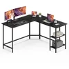 Image de VASAGLE Bureau d'Ordinateur en Forme de L, 140 x 140 x 76 cm, Bureau d'angle avec 2 Étagères, Gain de Place, pour Jeu, Noir Boisé LWD072B56V2