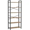 Image de VASAGLE Étagère 6 Niveaux, Bibliothèque, Meuble de Rangement, pour Bureau, Salon, Chambre, 30 x 80 x 186 cm, Style Industriel, Marron Blé et Noir d'Encre LLS082B48