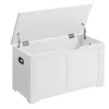 Image de VASAGLE Coffre de Rangement, Banc à Chaussures, avec 2 Charnières de Sécurité, Imitation Grange, 40 x 80 x 46 cm, pour Entrée, Couloir, Chambre, Salon, Blanc Nuage LSB063T14