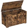 Image de VASAGLE Coffre de Rangement, Banc Chaussures, Meuble Entrée, avec 2 Charnières de Sécurité, Imitation Grange, 40 x 80 x 46 cm, pour Couloir, Chambre, Salon, Marron Rustique LSB062T01