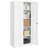 Image de SONGMICS Meuble de Rangement Bureau, en Acier, Placard, 5 Niveaux, 40 x 80 x 180 cm, Doubles Portes, Serrure, Armoire à Outils, Étagères Réglables, pour Garage, Bureau, Blanc Mat OMC015W01