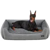 Image de Feandrea Panier pour Chiens, Lit pour Animaux, Canapé, en Tissu Façon Lin, Bords Rehaussés, Antiglisse, Housse Amovible Lavable, Taille XXL pour Grands Chiens, 120 x 90 x 30 cm, Gris Clair PGW013GG