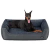 Image de Feandrea Panier pour Chiens, Canapé, Tissu Façon Lin, 120 x 90 x 30 cm | Bords Rehaussés, Antiglisse, Housse Amovible Lavable, Gris, BEAKON PGW013G01