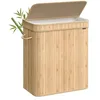 Image de SONGMICS Panier à Linge Sale avec Couvercle, Corbeille Linge Sale en Bambou, Sac Intérieur Amovible et Lavable en Machine, Poignées, Volume 100 L, Buanderie, Chambre, Salon, Bambou Naturel LCB063N01