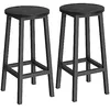 Image de VASAGLE Tabourets de Bar, Lot de 2, Chaises, Siège Haut, Cadre Métallique, Montage Facile, Hauteur 65 cm, Repose-pieds, pour Cuisine, Salon, Salle à Manger, Noir Boisé et Noir LBC032B56