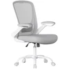 Image de Ochama Chaise de bureau ergonomique pivotante en mesh, accoudoirs pliants, gris clair