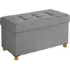 Image de SONGMICS Tabouret de Rangement, Pouf Pliable, Repose-pieds, 38 x 76 x 40 cm, Bout de Lit Cubique avec Rangement, Charge jusqu'à 300 kg, pour Salon, Chambre, Entrée, Gris Tourterelle LSF16GYX