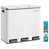 Image de SONGMICS Poubelle Cuisine, 3 x 18L, Poubelle de Tri, 3 Compartiments, Déchets, Compost, Couvercles à Fermeture en Douceur, Pédales, Seaux Intérieurs, Acier, Blanc Nuage LTB54WT