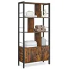 Image de VASAGLE Étagère, Bibliothèque à 4 Niveaux, Meuble de Rangement, Placad, avec Portes, Grand, Cadre en Acier, pour Salon, Bureau, Chambre, Style Industriel, Marron Rustique et Noir LBC022B01