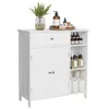 Image de VASAGLE Meuble de Salle de Bain, Meuble de Rangement avec 2 Portes, Armoire de Salle de Bain avec Tiroir, 3 Compartiments Ouverts, Étagères Réglables, 75 x 30 x 80 cm, Blanc Nuage BBC142W01