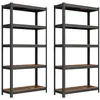 Image de SONGMICS Lot de 2, Étagère de Rangement à 5 Niveaux, 30 x 75 x 150 cm, Capacité 650 kg, Planches Réglables, Style Industriel, pour Cuisine, Salon, Marron Rustique et Noir GLR030B02
