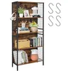 Image de VASAGLE Bibliothèque, Étagère à 5 Niveaux, Meuble de Rangement, 30 x 74 x 154 cm, avec 4 Crochets en S, pour Bureau, Salon, Cadre en Acier, Marron Rustique et Noir LBC023B01