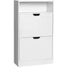 Image de VASAGLE Meuble à Chaussures 2 Portes Battantes, Étagère à Chaussures, Compartiment Ouvert, Séparateur Réglable, 8 à 12 Paires, pour Petite Entrée, 24 x 60 x 102 cm, Blanc LBC040W01