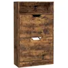 Image de VASAGLE Meuble à Chaussures 2 Portes Battantes, Étagère à Chaussures, Compartiment Ouvert, Séparateur Réglable, 8 à 12 Paires, pour Petite Entrée, 24 x 60 x 102 cm, Marron Rustique LBC040X01