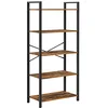 Image de VASAGLE Étagère 5 Niveaux, Bibliothèque, Meuble de Rangement, pour Bureau, Salon, Chambre, 30 x 66 x 153 cm, Style Industriel, Marron Rustique et Noir d'Encre LLS061B01
