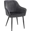 Image de SONGMICS Chaise de Salle à Manger, Fauteuil, Siège rembourrée, avec accoudoirs, Largeur d’Assise 49 cm, Pieds en métal, revêtement en Velours, Charge 110 kg, pour Salon, Chambre, Gris LDC087G01