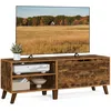 Image de VASAGLE Meuble TV 2 Portes, Support Télé avec Étagères Réglables, Longueur 140 cm, pour Télévisions 60 Pouces, Salon, Salle à Manger, Chambre, Marron Rustique LTV027X01