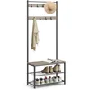 Image de VASAGLE Porte-Manteau avec Étagère à Chaussures, Meuble d’Entrée avec Banc, 3-en-1, Cadre en Acier, pour Entrée, Couloir, 32 x 70 x 175 cm, Style Industriel, Grège et Noir HSR41MB