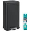Image de SONGMICS Poubelle Cuisine 30 L, Poubelle Bureau, Fermeture en Douceur, avec Pédale, en Acier, Seau Intérieur, Noir LTB03BK