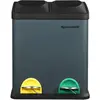Image de SONGMICS LTB30G Poubelle de tri sélectif 30 l 2 x 15 l Poubelle à pédale avec seau intérieur, pédales colorées, système de tri sélectif pour la cuisine, gris fumé/noir