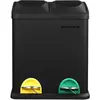 Image de SONGMICS Poubelle de Recyclage 30L, Poubelle de Tri, avec Pétales, en Acier, 2 Compartiments, 2 x 15L Seaux Intérieurs Amovibles, Pétales Colorées, pour Cuisine, Salon, Noir LTB30B