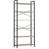 Image de VASAGLE Étagère 6 Niveaux, Bibliothèque, Meuble de Rangement, pour Bureau, Salon, Chambre, 30 x 80 x 186 cm, Style Industriel, Marron Chameau et Noir d'Encre LLS082B50