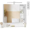 Image de VASAGLE Meuble de Salle de Bain avec Éclairage LED, 16,5 x 70 x 75 cm, Multiprise, Panier Suspendu, Support pour Sèche-Cheveux, pour Salle de Bain, Lavabo, Blanc Nuage BBK126W01