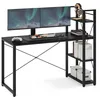 Image de VASAGLE Bureau avec Étagères Réversible à Gauche ou à Droite, Longueur 137,2 cm, Table d'Ordinateur, pour Bureau à Domicile, Montage Facile, Noir Boisé LWD049B56
