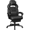 Image de SONGMICS Fauteuil de Bureau, Chaise Gaming, Réglable, Repose-Pieds Télescopique, Mécanisme à Bascule, Appui-tête, Support Lombaire, Charge 150 kg, Noir d'encre OBG073B05