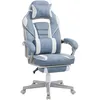 Image de SONGMICS Fauteuil de Bureau, Chaise Gaming, Réglable, Repose-Pieds Télescopique, Mécanisme à Bascule, Appui-tête, Support Lombaire, Charge 150 kg, Bleu Lac et Blanc Crème OBG073Q01