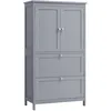 Image de VASAGLE Armoire de Salle de Bain, Meuble de Rangement, Placard de Cuisine avec 2 Portes, 2 Tiroirs, Étagères Réglables, 30 x 60 x 110 cm, Gris Tourterelle BBC551G02