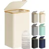 Image de SONGMICS Panier à Linge Mince avec Couvercle, 90L, Gain de Place, Doublure en Maille Amovible, Tissu Oxford, Poignées en Bambou, Pliable, 42 x 32 x 70,5 cm, Blanc Crème LCB509W01