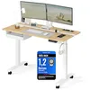 Image de VASAGLE Bureau Électrique Réglable en Hauteur, Bureau Assis-debout, Multiprise, Tiroir, 60 x 120 cm, Réglable en Continu, Fonction Mémoire de 4 Hauteurs, Couleur Chêne Naturel et Blanc Nuage LSD112N01
