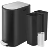 Image de SONGMICS Poubelle de Cuisine Double, 30L et 20L, Poubelle Mince 2 Compartiments pour Tri et Recyclage des Déchets, avec Pédale et Couvercles Ailes, Noir d'Encre et Argent Métallique LTB570B02