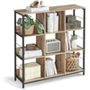 Image de VASAGLE Meuble de Rangement 3 Niveaux, Étagère Rangement, Bibliothèque Style Industriel, 9 Cubes, pour Salon, Bureau, Entrée, Cuisine, 30 x 100 x 103,1 cm, Marron Camel et Noir d'encre LLS112B50