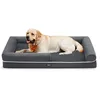 Image de Feandrea Panier pour Chien Orthopédique, Canapé, Lit pour Animaux, Rembourrage Moelleux, Bords Rehaussés, Housse Amovible et Lavable, 135 x 102 x 23 cm, Antidérapant, Gris Foncé PGW079G01V1