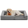 Image de Feandrea Panier pour Chien Orthopédique, Canapé, Lit pour Animaux, Rembourrage Moelleux, Bords Rehaussés, Housse Amovible et Lavable, 135 x 102 x 23 cm, Antidérapant, Gris Clair PGW079G02V1