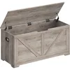 Image de VASAGLE Coffre de Rangement, Banc Chaussures, Meuble Entrée, avec 2 Charnières de Sécurité, Imitation Grange, 40 x 100 x 46 cm, pour Couloir, Chambre, Salon, Grège Chiné LSB060K03
