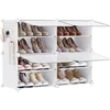 Image de SONGMICS Étagère à Chaussures 4 Compartiments, Étagère de Rangement Modulable, Compartiment de 30 x 40 x 30 cm, Porte, Cadre en Acier, Plastique, pour Couloir, Chambre, Entrée, Blanc LPC032W01
