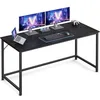 Image de VASAGLE Bureau d'Ordinateur, Table, 60 x 135 x 76 cm, pour Bureau, Chambre, Salon, Cadre en Métal, Noir Boisé et Noir d'encre LWD043B56