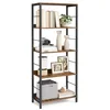 Image de VASAGLE Étagère sur 5 Niveaux, Bibliothèque, Meuble de Rangement, 30 x 60 x 144 cm, avec Panneaux Arrière, Style Industriel, pour Salon, Étude, Bureau, Marron Rustique et Noir d'encre LLS117B01