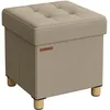 Image de SONGMICS Tabouret de Rangement, Petit Pouf Pliable, 38 x 38 x 40 cm, Repose-Pieds Cubique avec Rangement, Charge jusqu'à 300 kg, pour Salon, Chambre, Dortoir, Marron Camel LSF014K11