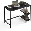 Image de VASAGLE Bureau avec Rangement, Table d’Ordinateur, avec 2 Étagères Réversibles, Poste de Travail, pour Télétravail, Salon, Cadre en Acier, Style Industriel, Noir Boisé LWD046B04