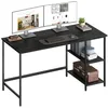 Image de VASAGLE Bureau avec Rangement, Table d’Ordinateur, avec 2 Étagères Réversibles, Poste de Travail, pour Télétravail, Salon, Cadre en Acier, Style Industriel, Noir Boisé LWD055B02