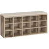 Image de VASAGLE Banc à Chaussures, Organiseur de Chaussures avec 15 Compartiments, Siège Rembourré, pour Entrée, Couloir, Placard, Marron Camel et Beige Cappuccino LHS015K03