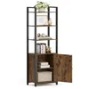 Image de VASAGLE Bibliothèque Verticale à 6 Niveaux avec Porte, Structure en Métal, Étagères Réglables, 24 x 40 x 159,5 cm, pour Salon, Chambre, Marron Rustique et Noir d’Encre LLS132K01