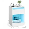 Image de VASAGLE Kailyn Collection - Table de Nuit avec Multiprise, Table d’Appoint avec Lumières LED Réglables, Tiroir, 2 Prises, 2 Ports USB, Moderne, pour Chambre, Salon, Blanc Nuage LET618T15